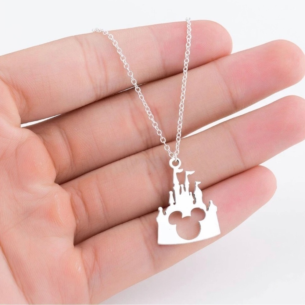 18K White Gold (Rhodium) Plated Disney Castle Silhouette w/ Mickey Head Set - Picture 3 of 6